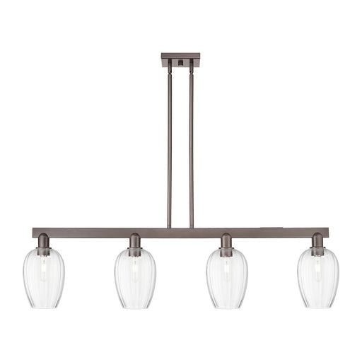 Innovations Preston Flute 49in 4-Light Island Light | Industrial Oil Rubbed Bronze Steel and Clear Glass | Kitchen Island & | Model 716-4I-OB-G457-6CL