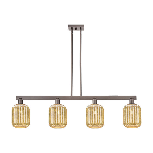 Innovations Preston Cylinder 49.5in 4-Light Island Light | Industrial Oil Rubbed Bronze Steel and Mercury Glass | Kitchen | Model 716-4I-OB-G460-7ME