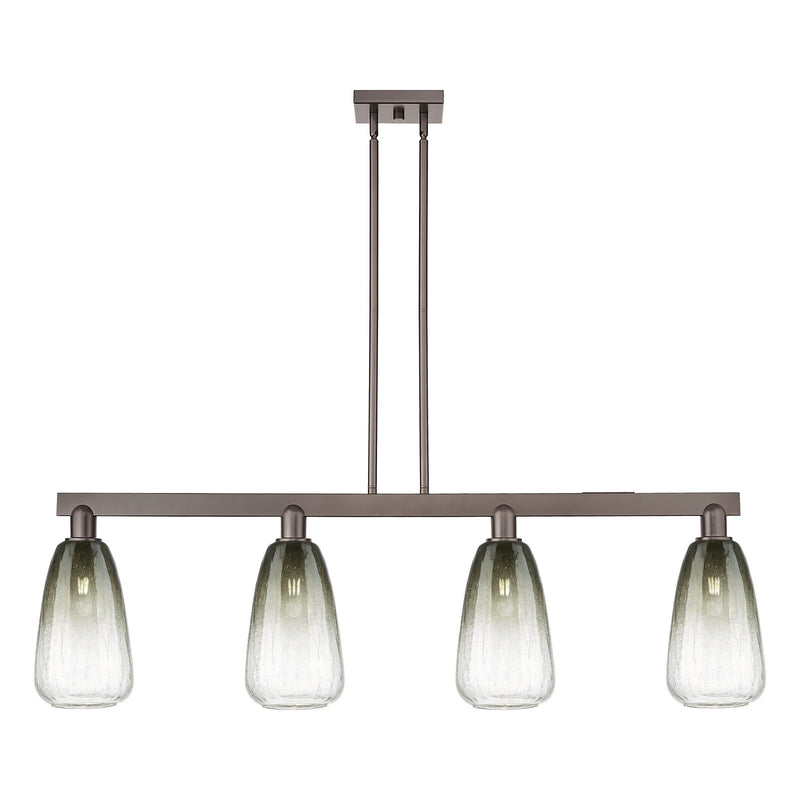 Innovations Brookhaven Almond 49in 4-Light Island Light | Industrial Oil Rubbed Bronze Steel and Slate Glass | Kitchen Island & | Model 716-4I-OB-G480-6SL