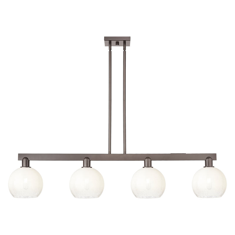 Innovations Brookhaven Globe 51in 4-Light Island Light | Industrial Oil Rubbed Bronze Steel and Opal Glass | Kitchen Island & | Model 716-4I-OB-G483-8OP