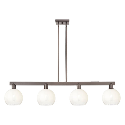Innovations Brookhaven Globe 51in 4-Light Island Light | Industrial Oil Rubbed Bronze Steel and Opal Glass | Kitchen Island & | Model 716-4I-OB-G483-8OP