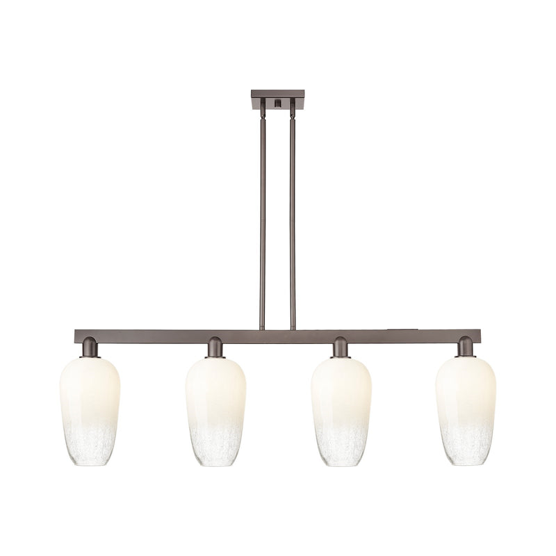 Innovations Brookhaven Flute 50in 4-Light Island Light | Industrial Oil Rubbed Bronze Steel and Opal Glass | Kitchen Island & | Model 716-4I-OB-G484-7OP
