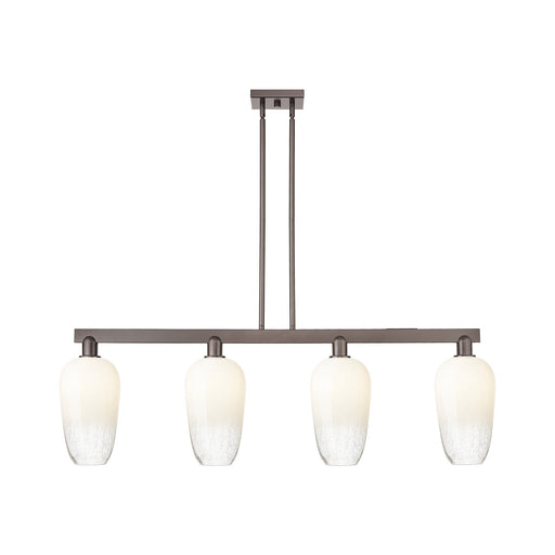 Innovations Brookhaven Flute 50in 4-Light Island Light | Industrial Oil Rubbed Bronze Steel and Opal Glass | Kitchen Island & | Model 716-4I-OB-G484-7OP