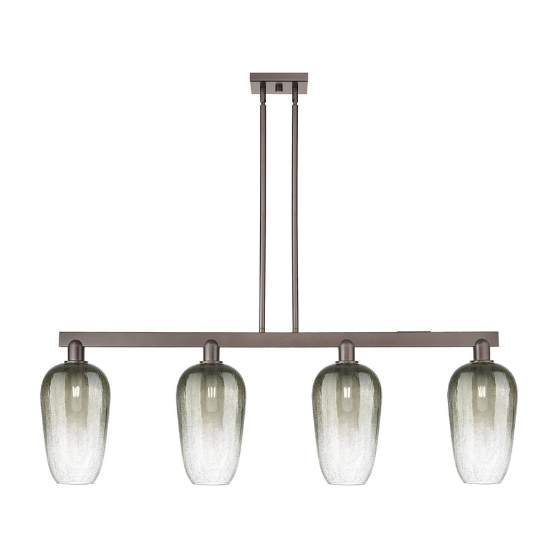 Innovations Brookhaven Flute 50in 4-Light Island Light | Industrial Oil Rubbed Bronze Steel and Slate Glass | Kitchen Island & | Model 716-4I-OB-G484-7SL