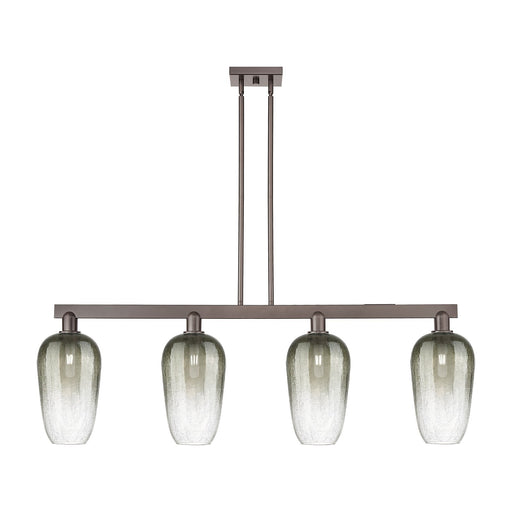 Innovations Brookhaven Flute 50in 4-Light Island Light | Industrial Oil Rubbed Bronze Steel and Slate Glass | Kitchen Island & | Model 716-4I-OB-G484-7SL