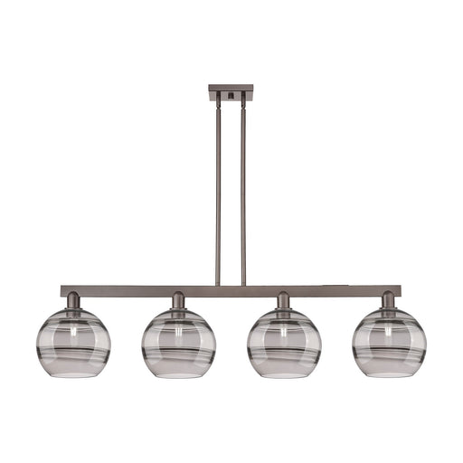 Innovations Rochester 53in 4-Light Island Light | Industrial Oil Rubbed Bronze Steel and Light Smoke Glass | Kitchen Island & | Model 716-4I-OB-G556-10SM