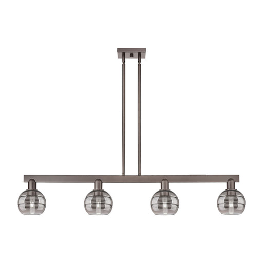 Innovations Rochester 49in 4-Light Island Light | Industrial Oil Rubbed Bronze Steel and Light Smoke Glass | Kitchen Island & | Model 716-4I-OB-G556-6SM