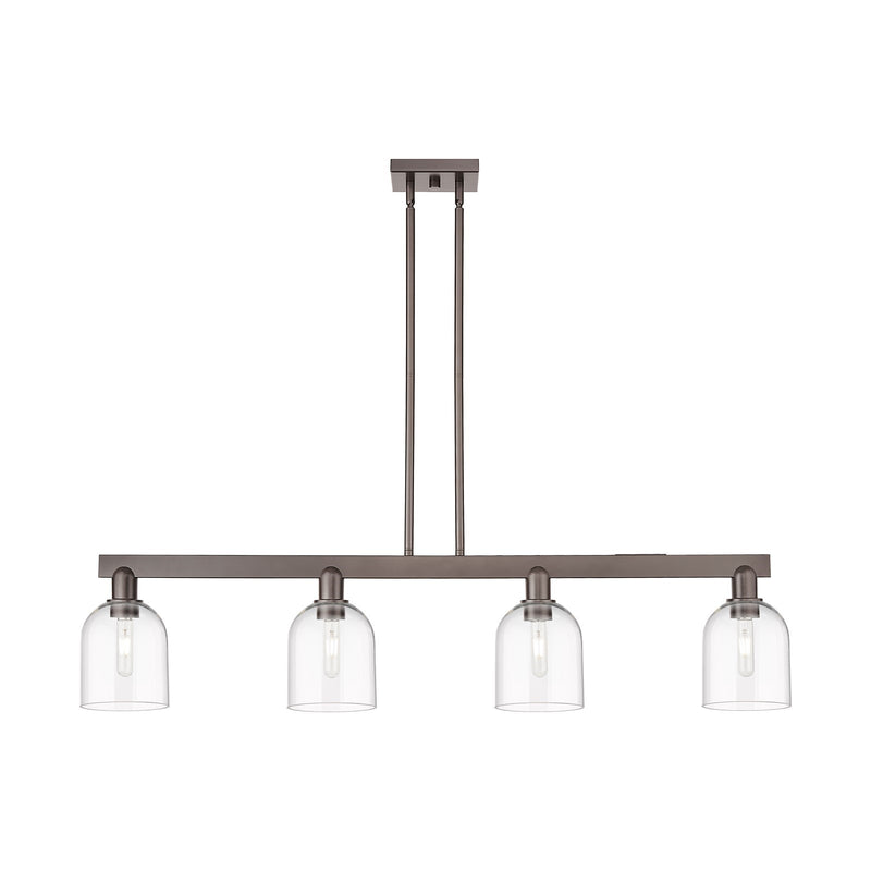 Innovations Bella 48in 4-Light Island Light | Industrial Oil Rubbed Bronze Steel and Clear Glass | Kitchen Island & Dining Room | Model 716-4I-OB-G558-6CL