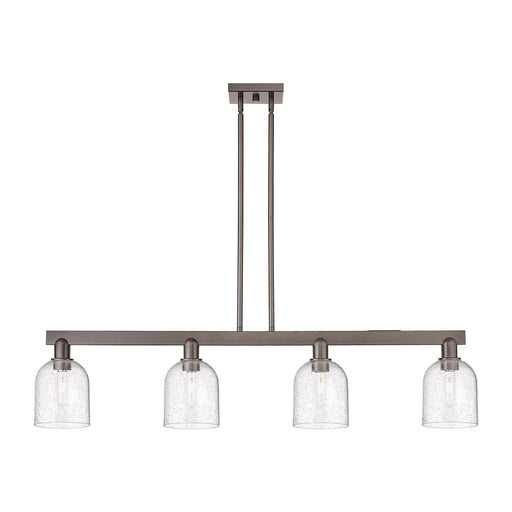Innovations Bella 48in 4-Light Island Light | Industrial Oil Rubbed Bronze Steel and Seedy Glass | Kitchen Island & Dining | Model 716-4I-OB-G558-6SDY