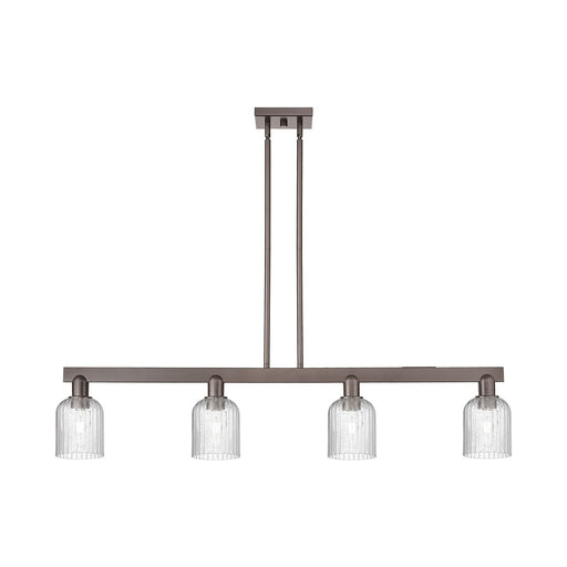 Innovations Bridal Veil 48in 4-Light Island Light | Industrial Oil Rubbed Bronze Steel and Seedy Glass | Kitchen Island | Model 716-4I-OB-G559-5SDY
