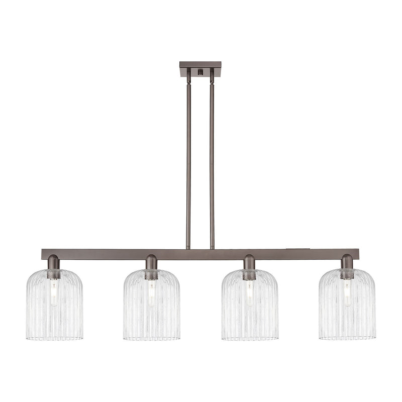 Innovations Bridal Veil 51in 4-Light Island Light | Industrial Oil Rubbed Bronze Steel and Clear Ribbed Glass | Kitchen Island | Model 716-4I-OB-G559-8CL