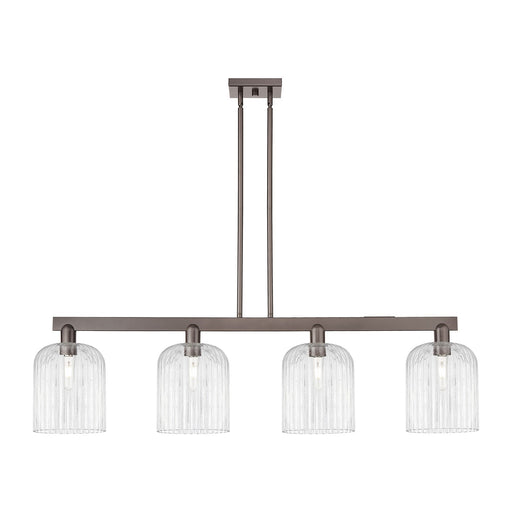 Innovations Bridal Veil 51in 4-Light Island Light | Industrial Oil Rubbed Bronze Steel and Clear Ribbed Glass | Kitchen Island | Model 716-4I-OB-G559-8CL