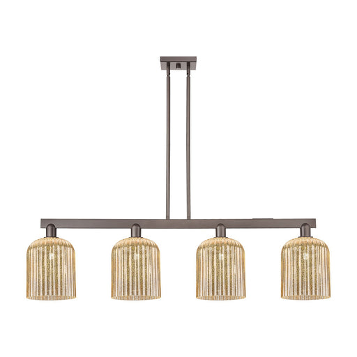 Innovations Bridal Veil 51in 4-Light Island Light | Industrial Oil Rubbed Bronze Steel and Mercury Ribbed Glass | Kitchen | Model 716-4I-OB-G559-8ME
