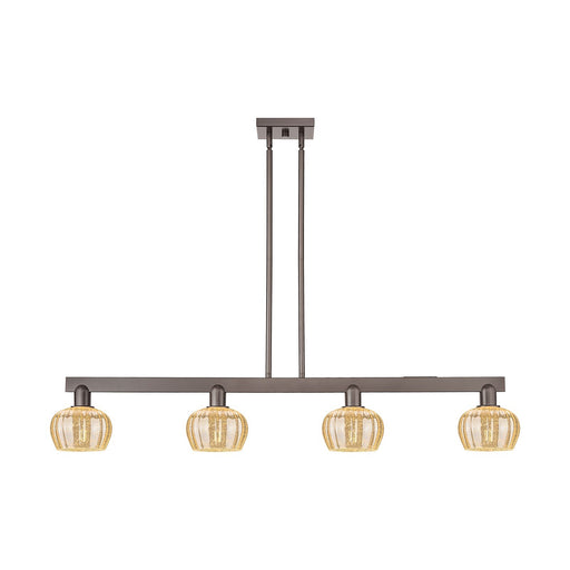 Innovations Fenton 49in 4-Light Island Light | Industrial Oil Rubbed Bronze Steel and Mercury Ribbed Glass | Kitchen Island | Model 716-4I-OB-G96