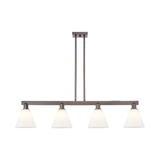 Innovations Berkshire Glass 51in 4-Light Island Light | Industrial Oil Rubbed Bronze Steel and Matte White Glass | Kitchen Island | Model 716-4I-OB-GBC-81