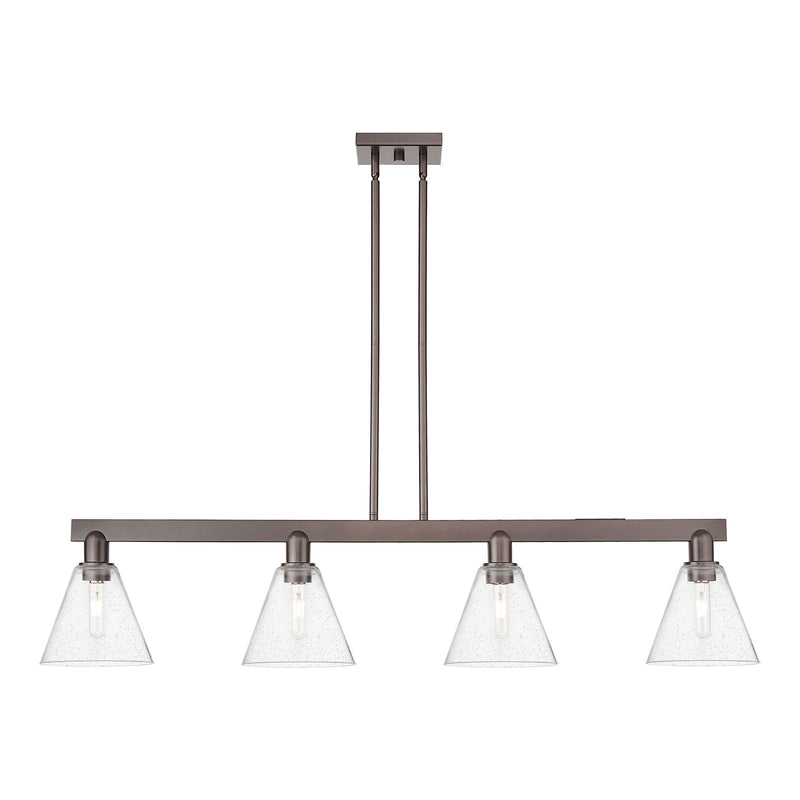 Innovations Berkshire Glass 51in 4-Light Island Light | Industrial Oil Rubbed Bronze Steel and Seedy Glass | Kitchen Island & | Model 716-4I-OB-GBC-84