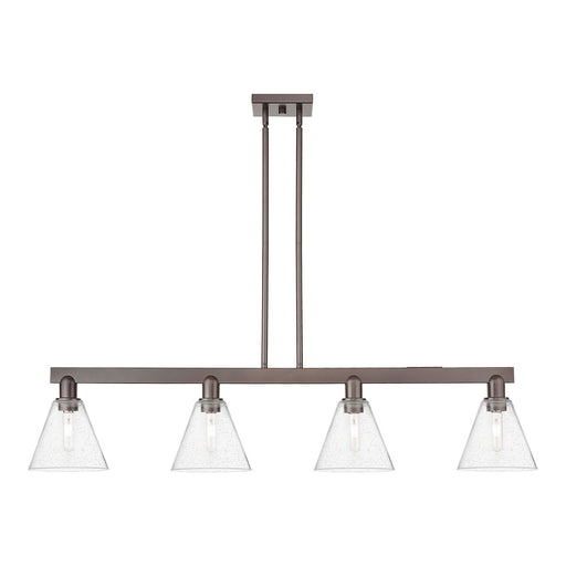 Innovations Berkshire Glass 51in 4-Light Island Light | Industrial Oil Rubbed Bronze Steel and Seedy Glass | Kitchen Island & | Model 716-4I-OB-GBC-84