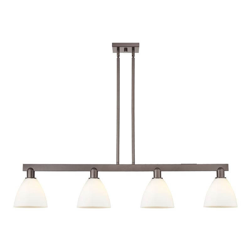 Innovations Bristol 50in 4-Light Island Light | Industrial Oil Rubbed Bronze Steel and Matte White Glass | Kitchen Island & | Model 716-4I-OB-GBD-751