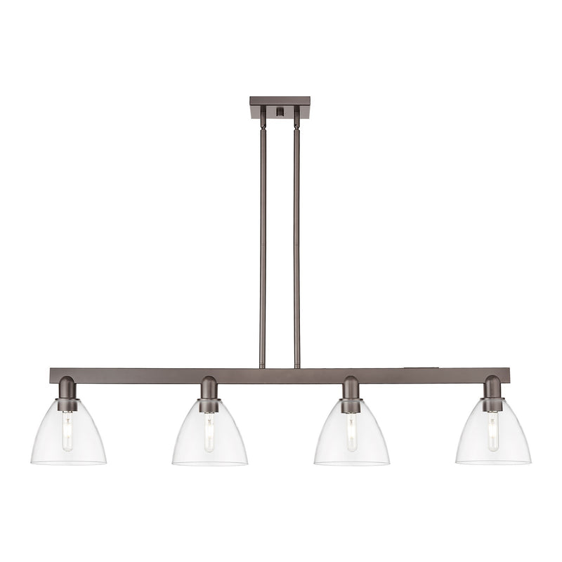 Innovations Bristol 50in 4-Light Island Light | Industrial Oil Rubbed Bronze Steel and Clear Glass | Kitchen Island & Dining | Model 716-4I-OB-GBD-752
