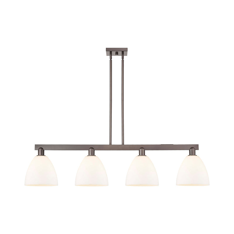 Innovations Bristol 52in 4-Light Island Light | Industrial Oil Rubbed Bronze Steel and Matte White Glass | Kitchen Island & | Model 716-4I-OB-GBD-91