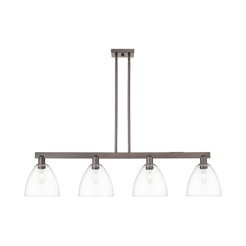 Innovations Bristol 52in 4-Light Island Light | Industrial Oil Rubbed Bronze Steel and Clear Glass | Kitchen Island & Dining Room | Model 716-4I-OB-GBD-92