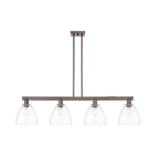 Innovations Bristol 52in 4-Light Island Light | Industrial Oil Rubbed Bronze Steel and Clear Glass | Kitchen Island & Dining Room | Model 716-4I-OB-GBD-92