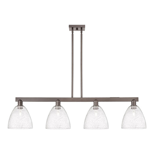 Innovations Bristol 52in 4-Light Island Light | Industrial Oil Rubbed Bronze Steel and Seedy Glass | Kitchen Island & Dining Room | Model 716-4I-OB-GBD-94