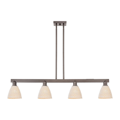 Innovations Bristol Natural 52in 4-Light Island Light | Industrial Oil Rubbed Bronze Steel and Natural Fiber Dome Shade | Model 716-4I-OB-NBD-9-NAT