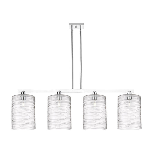 Innovations Cobbleskill 52in 4-Light Island Light | Industrial Polished Chrome Steel and Deco Swirl Clear Glass | Kitchen Island | Model 716-4I-PC-G1113-L