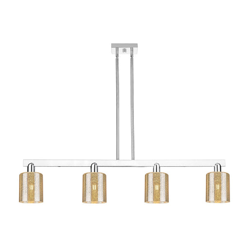 Innovations Cobbleskill 48in 4-Light Island Light | Industrial Polished Chrome Steel and Mercury Glass | Kitchen Island & Dining | Model 716-4I-PC-G116
