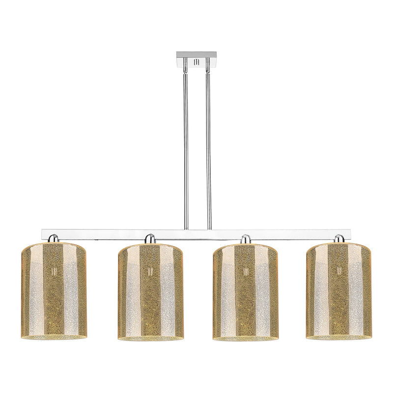 Innovations Cobbleskill 52in 4-Light Island Light | Industrial Polished Chrome Steel and Mercury Glass | Kitchen Island & Dining | Model 716-4I-PC-G116-L