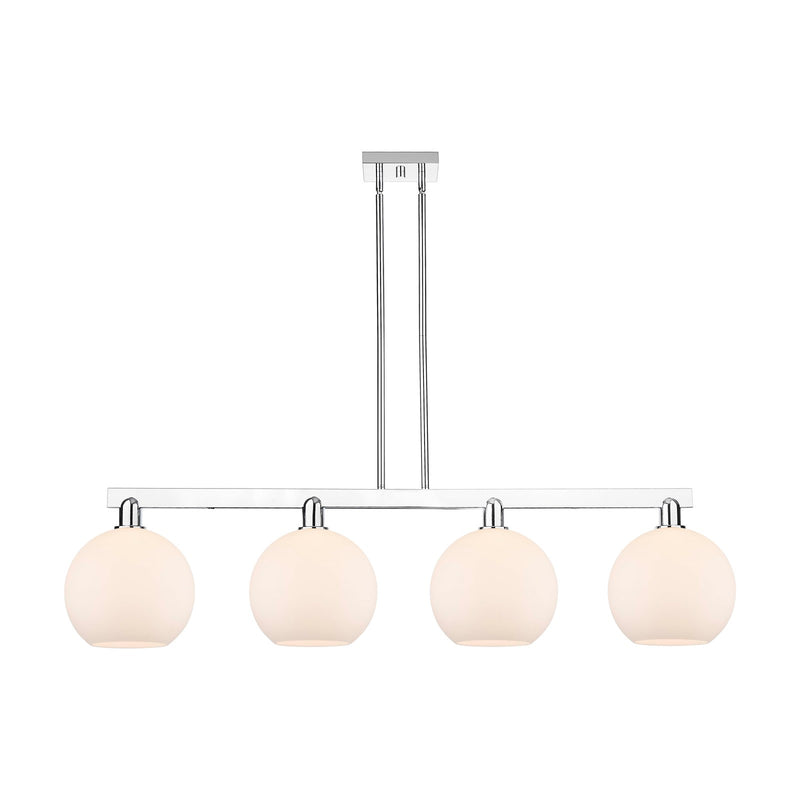 Innovations Athens 53in 4-Light Island Light | Industrial Polished Chrome and Matte White Glass | Kitchen Island & Dining Room | Model 716-4I-PC-G121-10