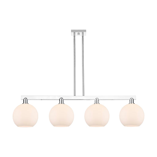 Innovations Athens 53in 4-Light Island Light | Industrial Polished Chrome and Matte White Glass | Kitchen Island & Dining Room | Model 716-4I-PC-G121-10
