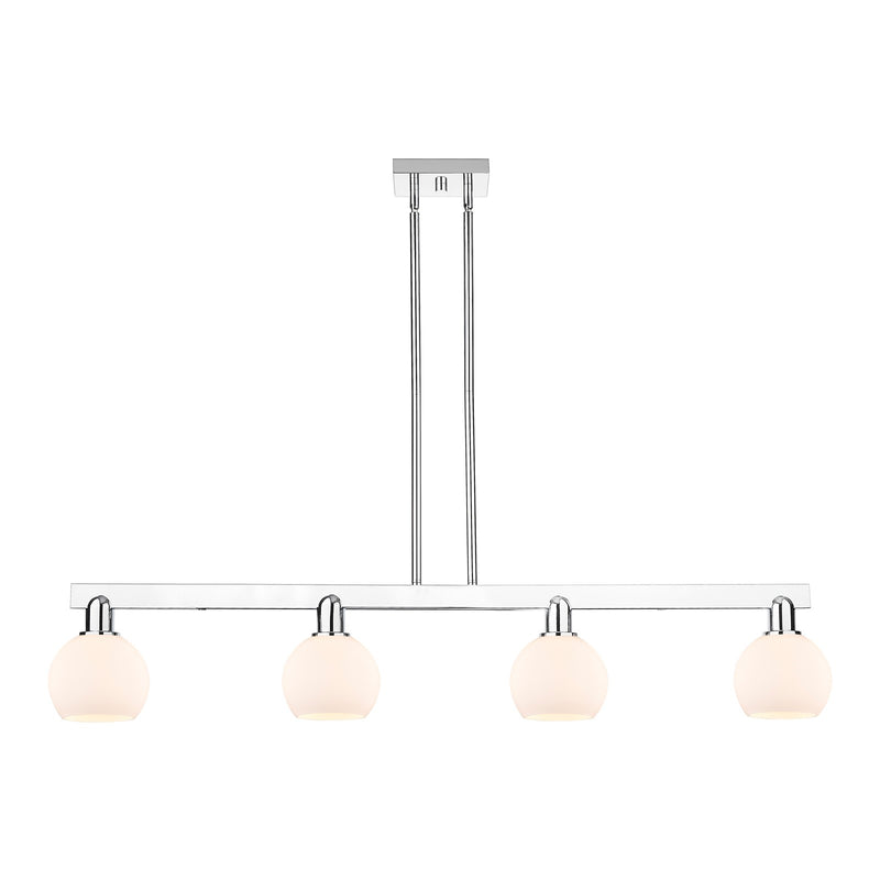 Innovations Athens 49in 4-Light Island Light | Industrial Polished Chrome and Matte White Glass | Kitchen Island & Dining Room | Model 716-4I-PC-G121-6