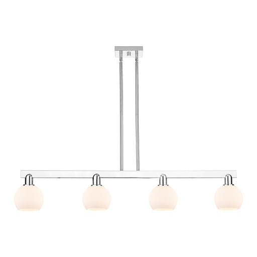 Innovations Athens 49in 4-Light Island Light | Industrial Polished Chrome and Matte White Glass | Kitchen Island & Dining Room | Model 716-4I-PC-G121-6