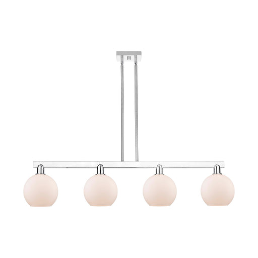 Innovations Athens 51in 4-Light Island Light | Industrial Polished Chrome Steel and Matte White Glass | Kitchen Island & Dining | Model 716-4I-PC-G121-8