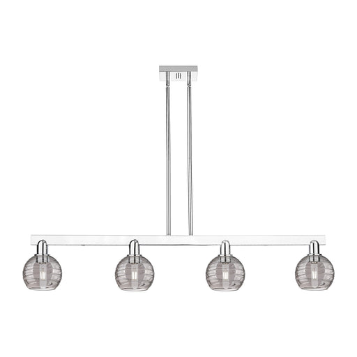 Innovations Athens Deco Swirl 48in 4-Light Island Light | Industrial Polished Chrome and Light Smoke Glass | Kitchen Island & | Model 716-4I-PC-G1213-6SM