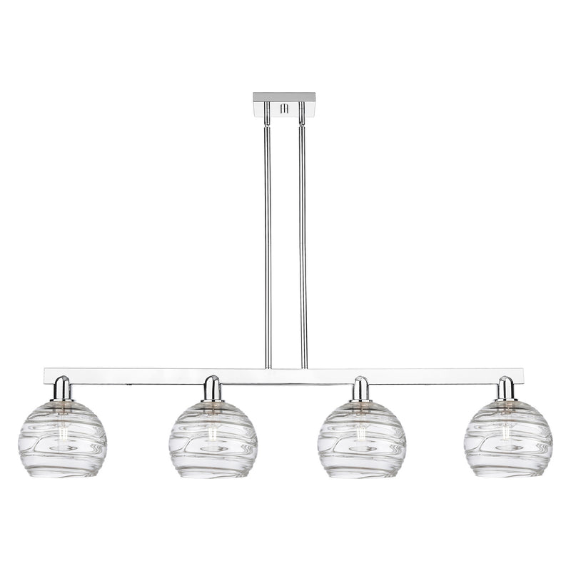 Innovations Athens Deco Swirl 51in 4-Light Island Light | Industrial Polished Chrome and Clear Deco Swirl Glass | Kitchen | Model 716-4I-PC-G1213-8CL