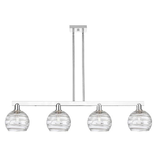 Innovations Athens Deco Swirl 51in 4-Light Island Light | Industrial Polished Chrome and Clear Deco Swirl Glass | Kitchen | Model 716-4I-PC-G1213-8CL