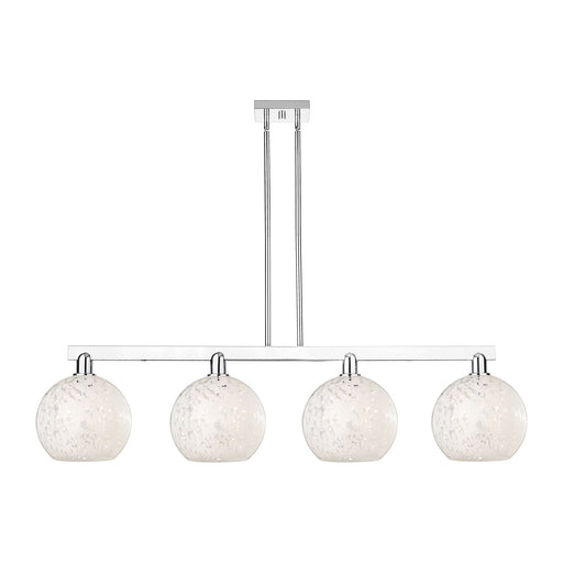 Innovations Lighting White Mouchette 53in 4-Light Island Light | Industrial Polished Chrome and White Glass | Kitchen Island | Model 716-4I-PC-G1216-10WM