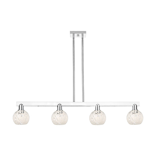 Innovations Lighting White Mouchette 49in 4-Light Island Light | Industrial Polished Chrome and White Glass | Kitchen Island & | Model 716-4I-PC-G1216-6WM