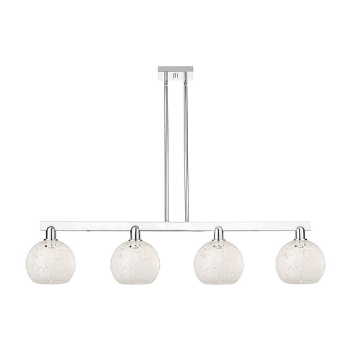 Innovations Lighting Arcadia 51in 4-Light Island Light | Industrial Polished Chrome and White Mouchette Glass | Kitchen Island | Model 716-4I-PC-G1216-8WM
