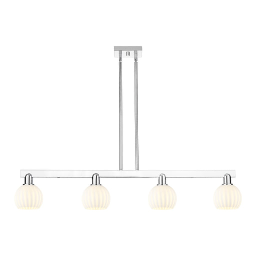 Innovations Lighting White Venetian 49in 4-Light Island Light | Industrial Polished Chrome and White Venetian Glass | Kitchen | Model 716-4I-PC-G1217-6WV