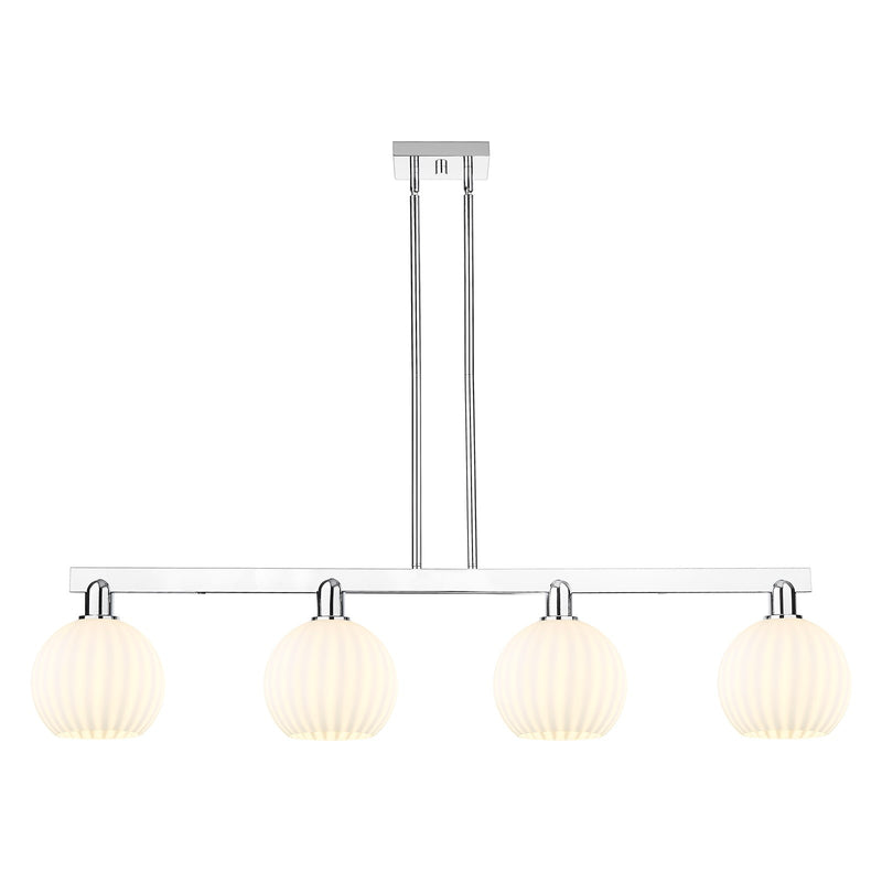 Innovations Lighting Arcadia 48in 4-Light Island Light | Modern Contemporary Polished Chrome and White Venetian Glass | Model 716-4I-PC-G1217-8WV