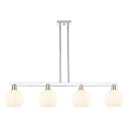 Innovations Lighting Arcadia 48in 4-Light Island Light | Modern Contemporary Polished Chrome and White Venetian Glass | Model 716-4I-PC-G1217-8WV