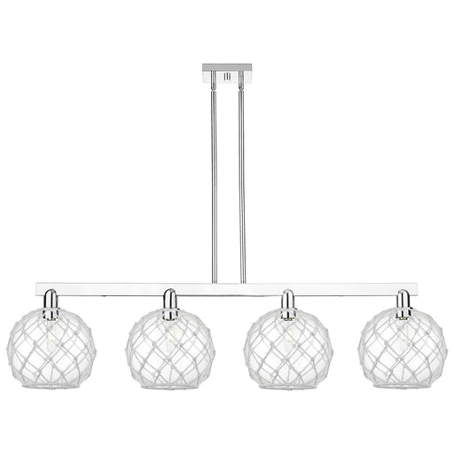 Innovations Farmhouse Rope 53in 4-Light Island Light | Industrial Polished Chrome and Clear Glass with White Rope | Kitchen | Model 716-4I-PC-G122-10RW