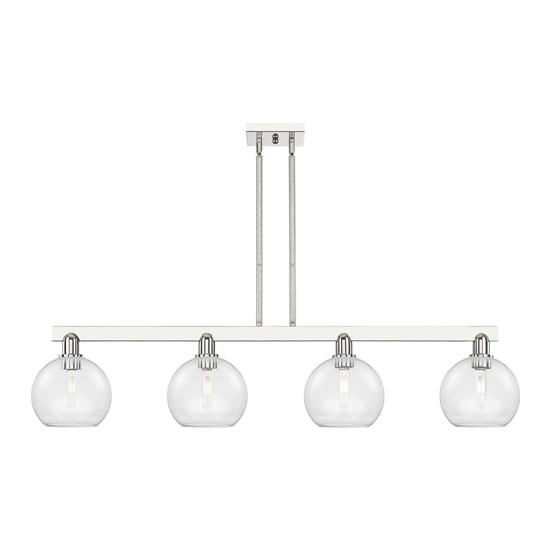 Innovations Athens 51in 4-Light Island Light | Industrial Polished Chrome Steel and Clear Glass | Kitchen Island & Dining Room | Model 716-4I-PC-G122-8