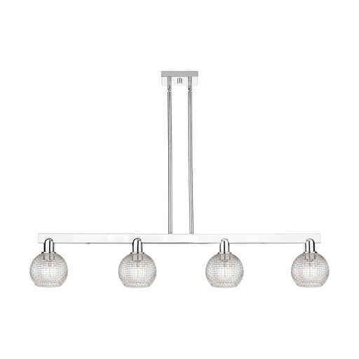 Innovations Athens 49in 4-Light Island Light | Industrial Modern Polished Chrome and Clear Basket Weave Glass | Kitchen Island | Model 716-4I-PC-G122C-6CL
