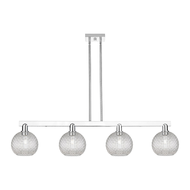 Innovations Athens 51in 4-Light Island Light | Industrial Polished Chrome and Clear Basket Weave Glass | Kitchen Island & | Model 716-4I-PC-G122C-8CL