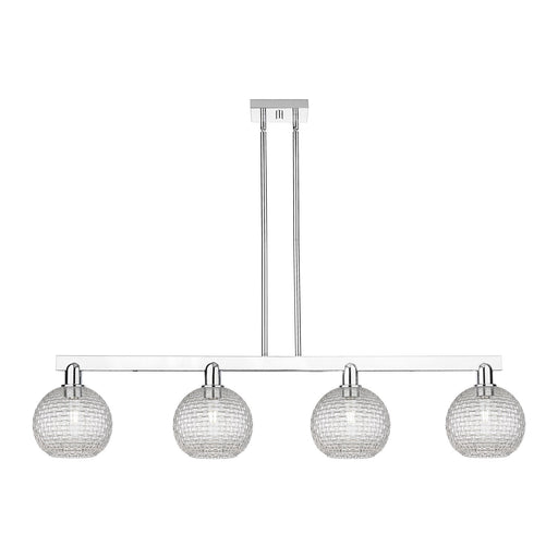 Innovations Athens 51in 4-Light Island Light | Industrial Polished Chrome and Clear Basket Weave Glass | Kitchen Island & | Model 716-4I-PC-G122C-8CL